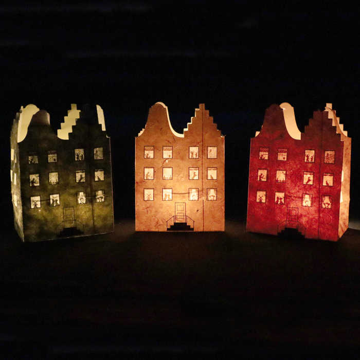 Windlichten grachtenhuis met bijzonder lichtspel - gratis verzending in Nederland