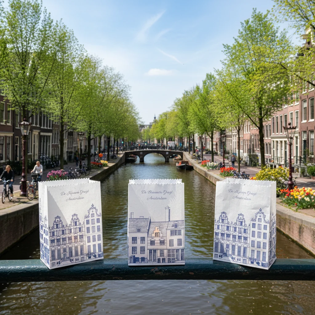 Windlichten Amsterdam Caspar Jacobsz - blauwe print - gratis verzending in Nederland