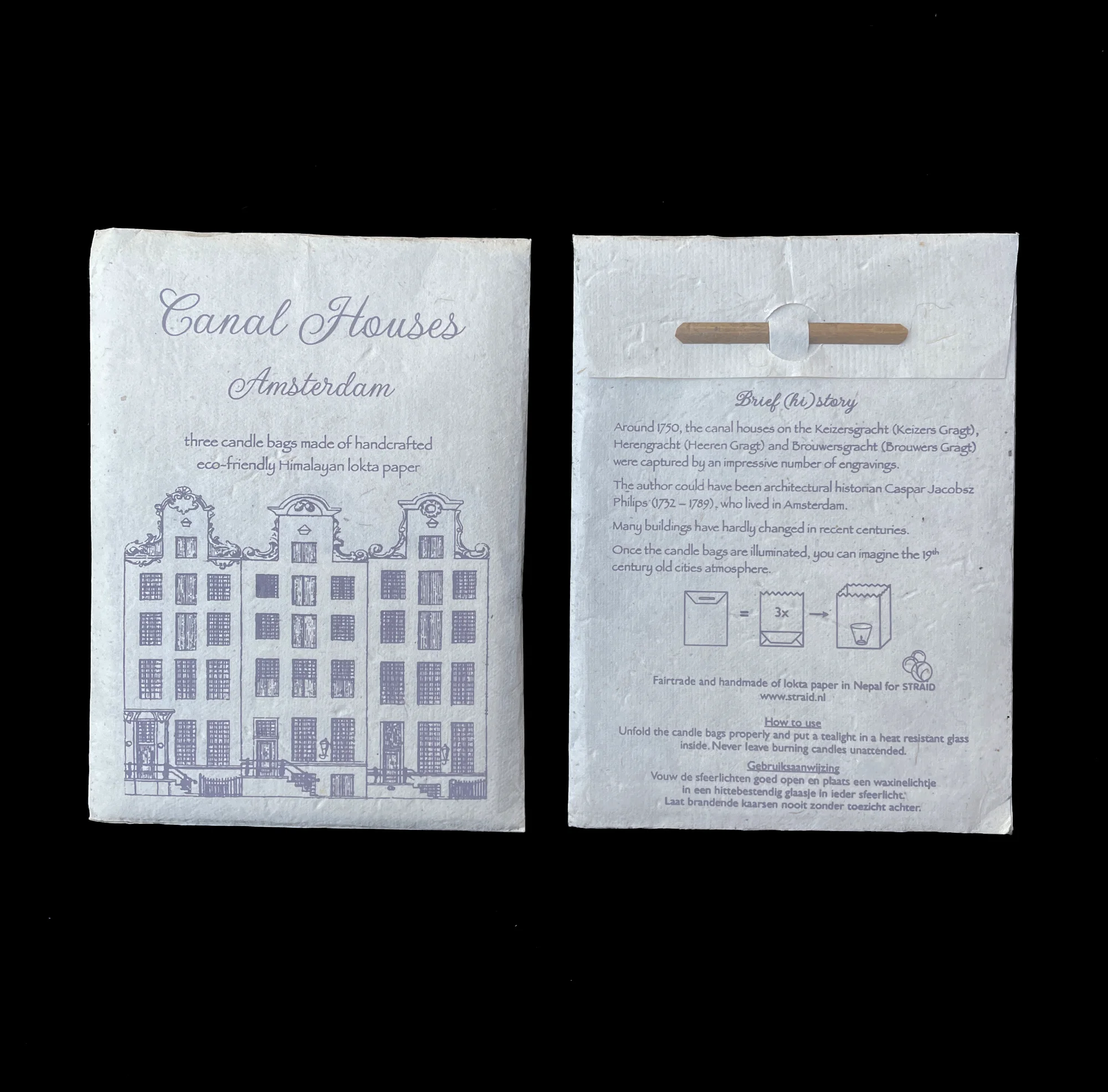 Windlichten Amsterdam Caspar Jacobsz - grijze print - gratis verzending in Nederland