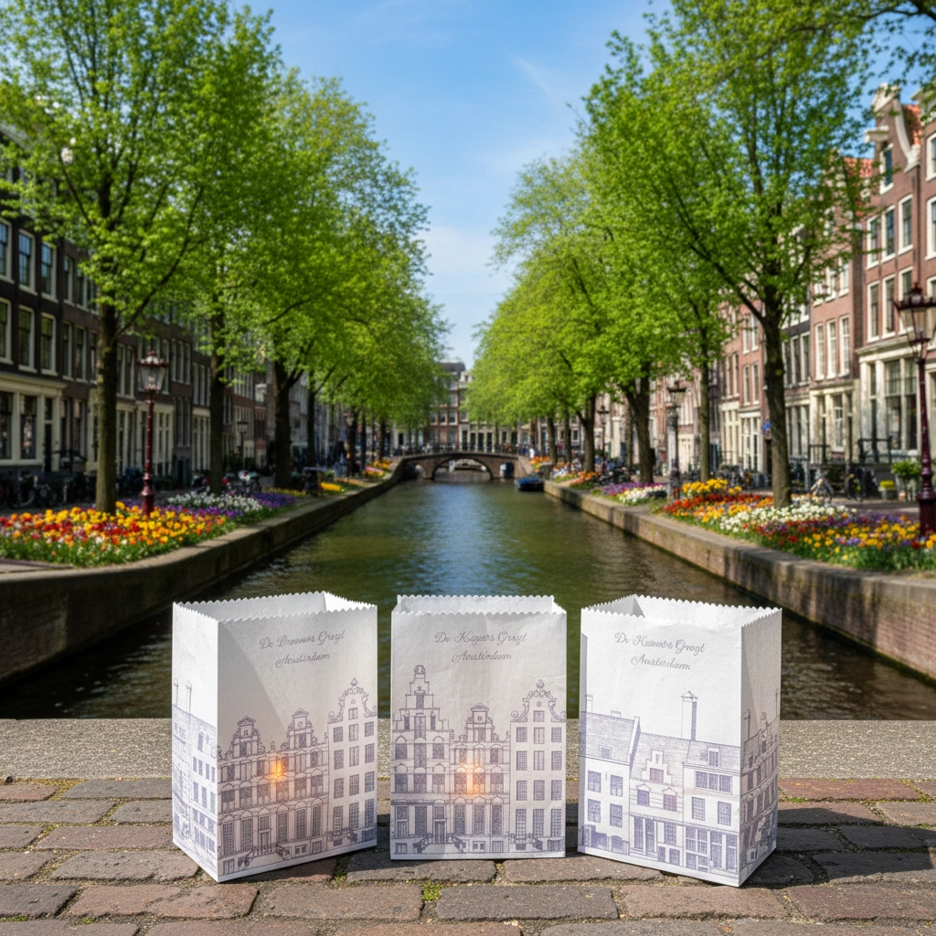Windlichten Amsterdam Caspar Jacobsz - grijze print - gratis verzending in Nederland