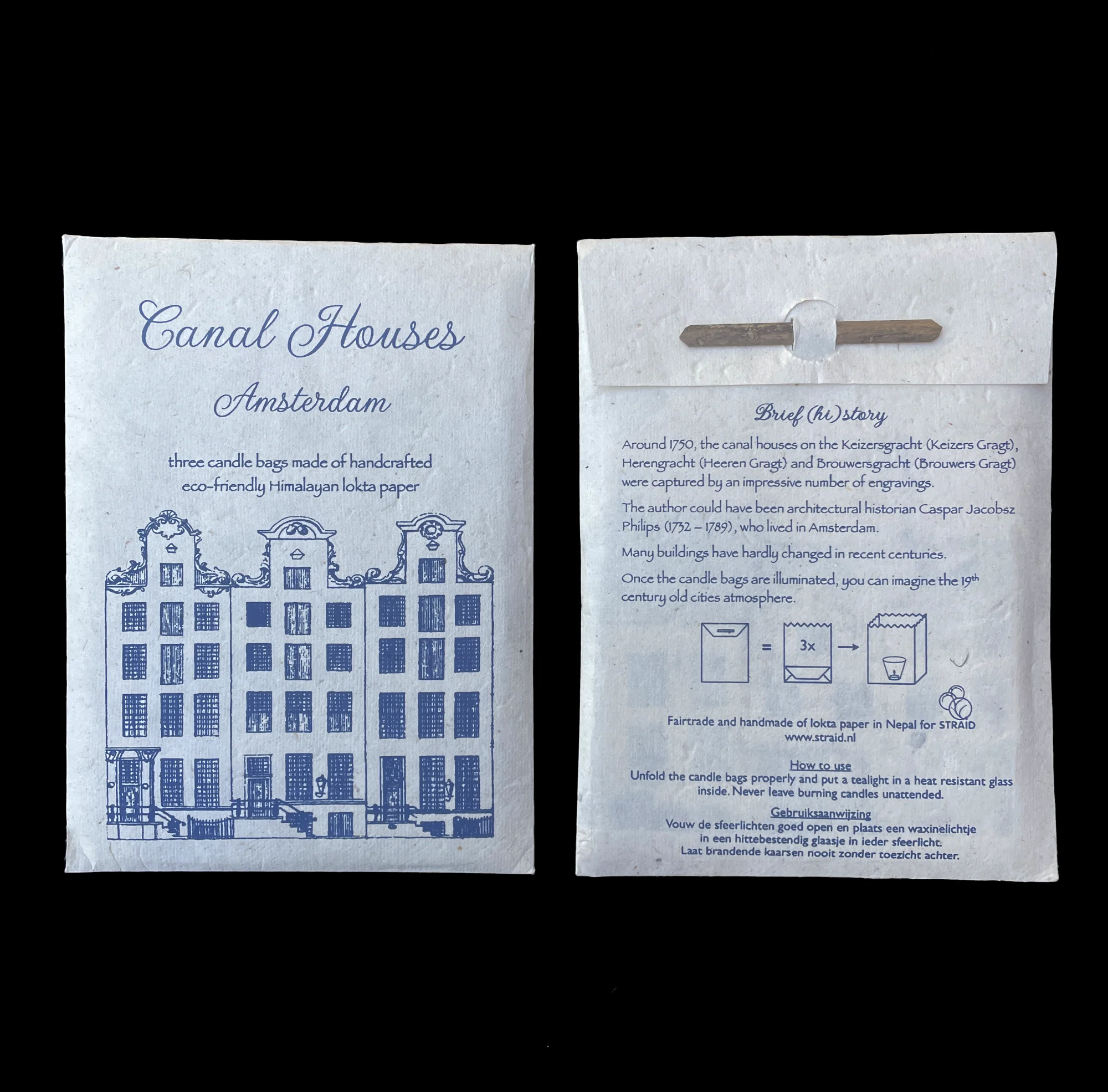 Windlichten Amsterdam Caspar Jacobsz - blauwe print - gratis verzending in Nederland